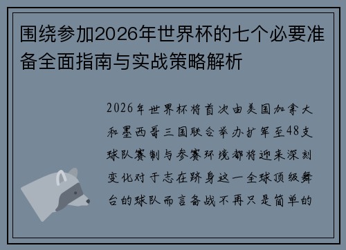 围绕参加2026年世界杯的七个必要准备全面指南与实战策略解析